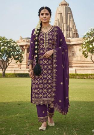 Picture of Nice Georgette Brown Straight Cut Salwar Kameez