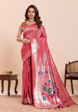 Picture of Exquisite Silk Dark Salmon Saree