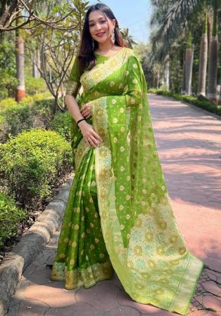 Picture of Appealing Organza Olive Drab Saree