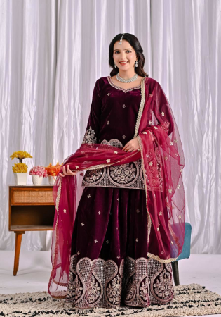 Picture of Excellent Chiffon Saddle Brown Readymade Salwar Kameez