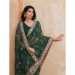 Picture of Pleasing Georgette Dark Olive Green Saree
