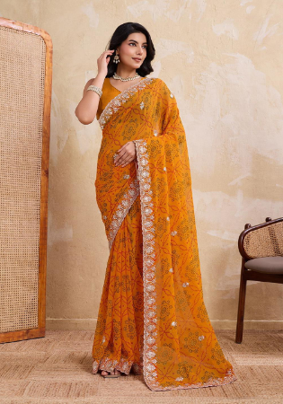 Picture of Classy Georgette Dark Orange Saree