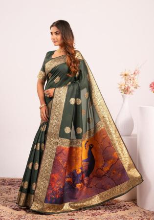 Picture of Magnificent Cotton Sea Green Saree