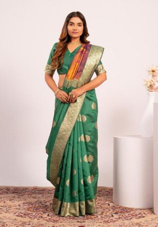 Picture of Fascinating Cotton Sea Green Saree