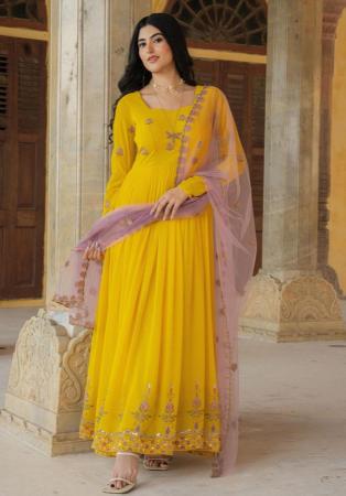 Picture of Ideal Georgette Yellow Readymade Gown