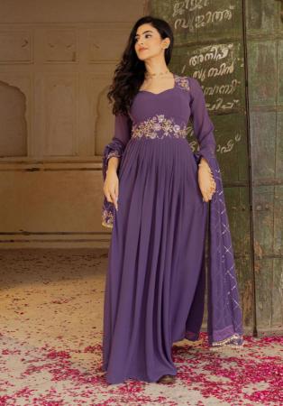 Picture of Resplendent Georgette Purple Readymade Gown