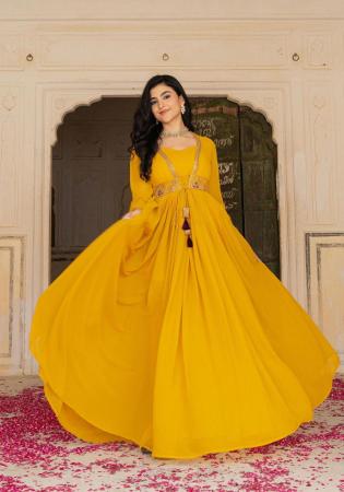 Picture of Beautiful Georgette Orange Readymade Gown