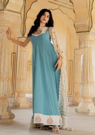 Picture of Fascinating Georgette Cadet Blue Readymade Gown