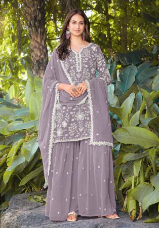 Picture of Beautiful Georgette Grey Readymade Salwar Kameez