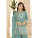 Picture of Georgette Cadet Blue Straight Cut Salwar Kameez