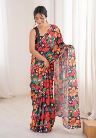 Picture of Fascinating Chiffon Indian Red Saree