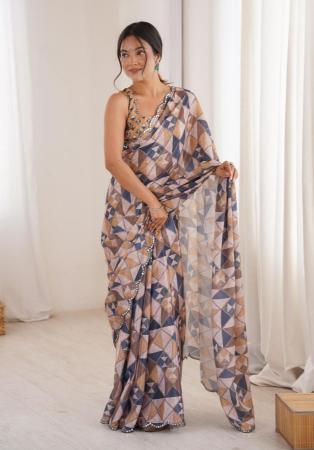 Picture of Enticing Chiffon Rosy Brown Saree