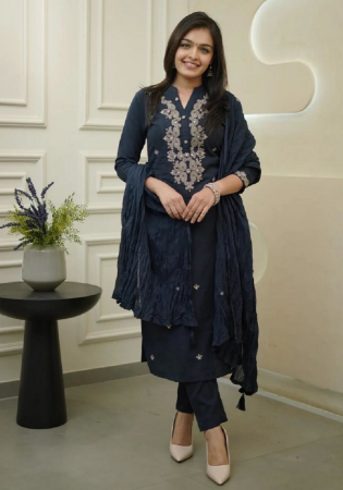 Picture of Amazing Silk Dark Slate Grey Readymade Salwar Kameez