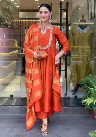 Picture of Fascinating Silk Chocolate Readymade Salwar Kameez