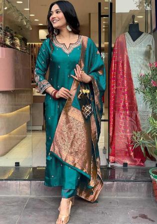 Picture of Marvelous Cotton Sea Green Readymade Salwar Kameez