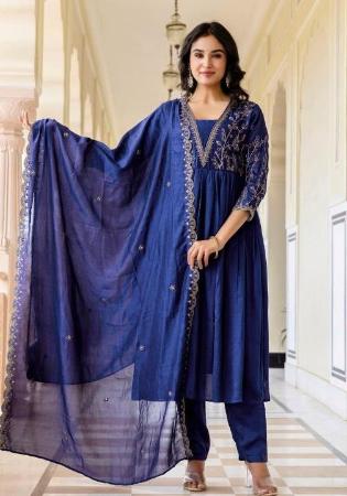 Picture of Rayon Dark Slate Blue Readymade Salwar Kameez