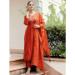 Picture of Statuesque Rayon Fire Brick Readymade Salwar Kameez