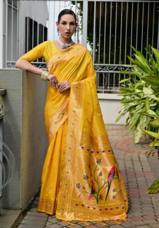 Picture of Statuesque Silk Dark Golden Rod Saree