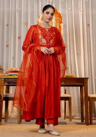 Picture of Delightful Silk Maroon Readymade Salwar Kameez