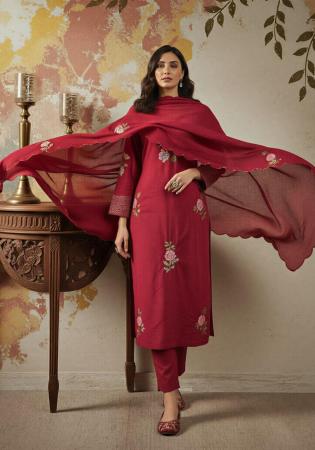 Picture of Lovely Silk Maroon Readymade Salwar Kameez