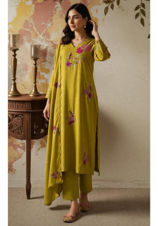 Picture of Sightly Silk Olive Readymade Salwar Kameez