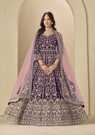 Picture of Grand Chiffon Brown Anarkali Salwar Kameez