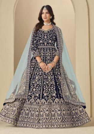 Picture of Gorgeous Chiffon Dim Gray Anarkali Salwar Kameez