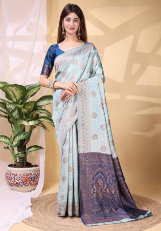 Picture of Magnificent Linen & Silk Powder Blue Saree