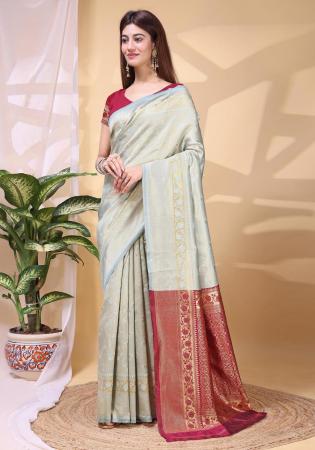 Picture of Stunning Linen & Silk Off White Saree