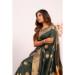 Picture of Shapely Silk Dark Olive Green Saree