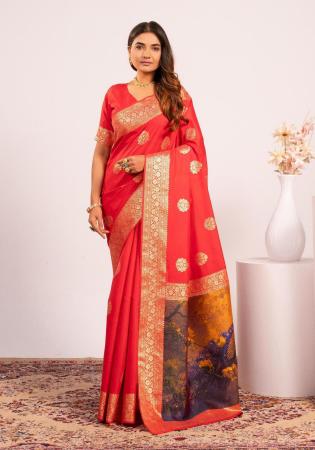 Picture of Comely Silk Tomato Saree