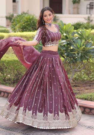 Picture of Shapely Chiffon Dark Grey Lehenga Choli