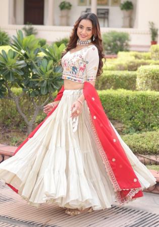 Picture of Lovely Chiffon Off White Lehenga Choli