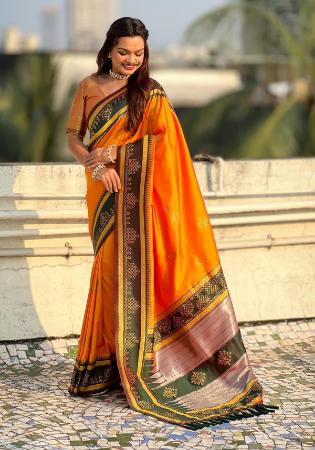 Picture of Alluring Silk Orange Red Saree