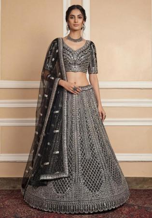 Picture of Amazing Net Grey Lehenga Choli