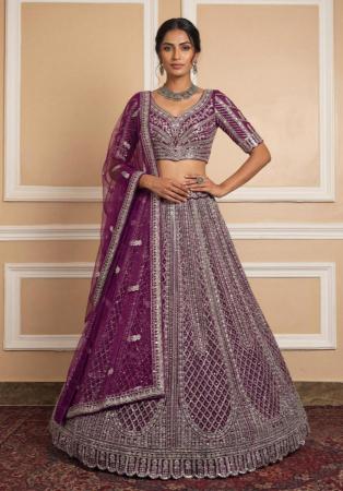 Picture of Good Looking Net Plum Lehenga Choli
