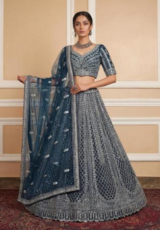 Picture of Gorgeous Net Slate Grey Lehenga Choli
