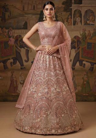 Picture of Well Formed Net Rosy Brown Lehenga Choli