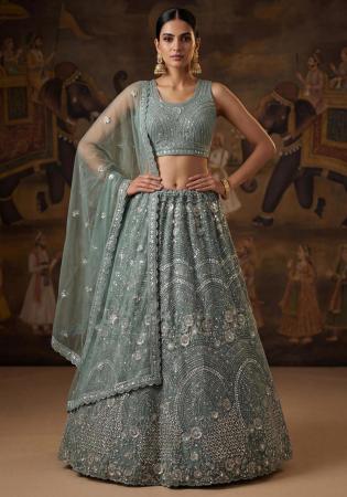 Picture of Elegant Net Medium Sea Green Lehenga Choli