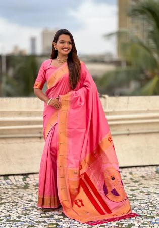 Picture of Pretty Silk Hot Pink Saree