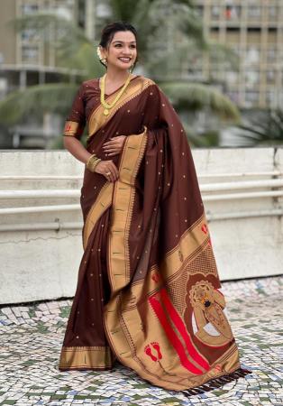 Picture of Ravishing Silk Dark Olive Green Saree