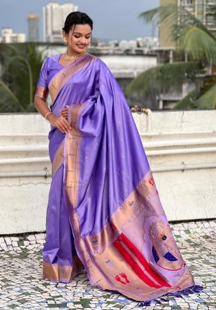 Picture of Stunning Silk Medium Slate Blue Saree