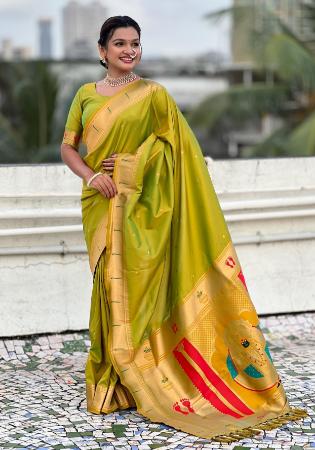 Picture of Alluring Silk Golden Rod Saree