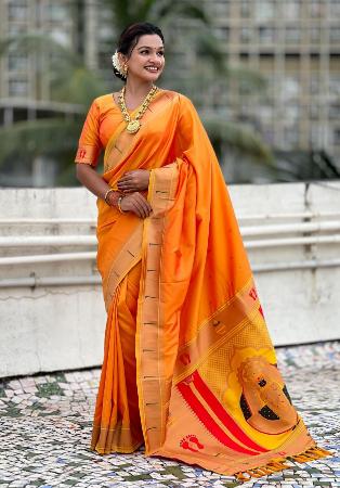 Picture of Fine Silk Orange Saree