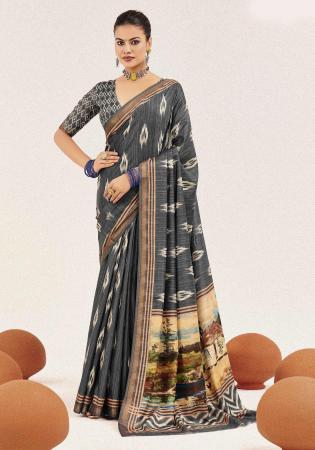 Picture of Splendid Cotton & Silk Grey Saree