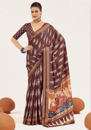 Picture of Charming Cotton & Silk Brown Saree