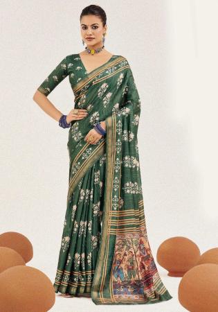 Picture of Fascinating Cotton & Silk Sea Green Saree