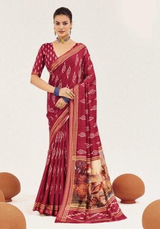 Picture of Fascinating Cotton & Silk Dark Red Saree