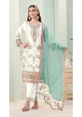 Picture of Georgette Off White Straight Cut Salwar Kameez