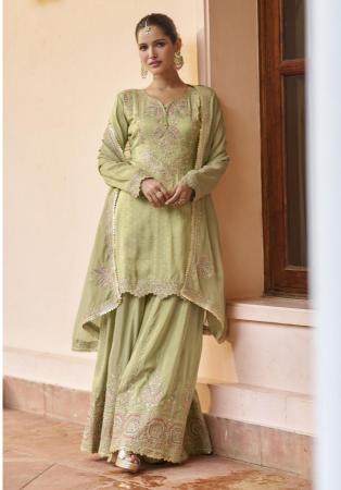 Picture of Shapely Chiffon Dark Khaki Readymade Salwar Kameez